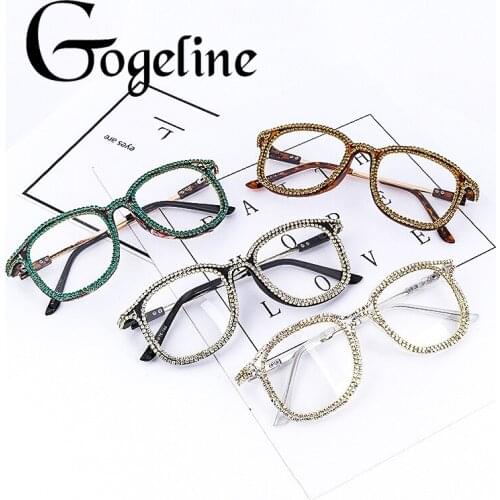 Diamond Glasses Frame for Women Men Fashion Square Eyewear Female Male Vintage Eye Glasses Retro Brand Designer Eyeglasses