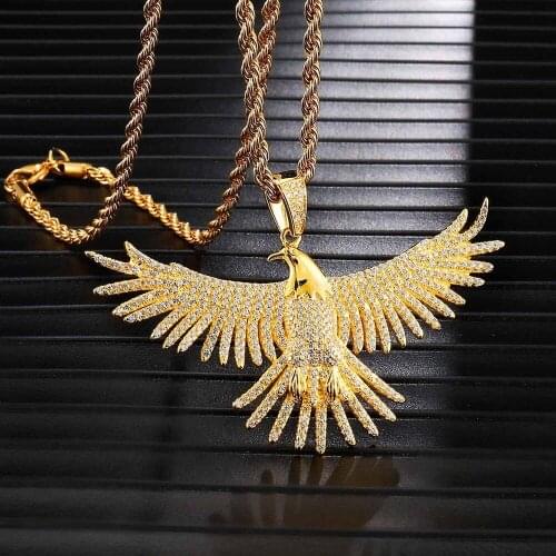 Gold Color Iced Out Necklaces Fashion AAA Zircon Pendant Eagle Pendants Jewelry Mens Hiphop Chains Drop Shipping