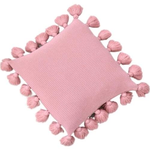 Modern Simple Thickened Tassel Solid Color Cotton And Hemp 45x45cm Living Room Sofa Bedside Chair Waist Pillow Cushion