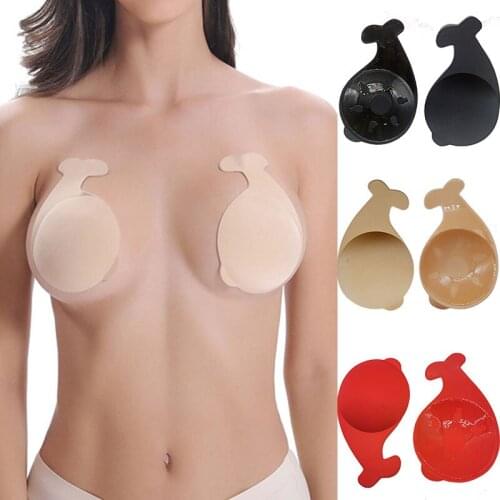 Women Silicone Invisible Bra Push Up Dolphin Breast Lift Up Tape Stickers Reusable Anti Emptied Chest Paste Strong Adhesive Bras