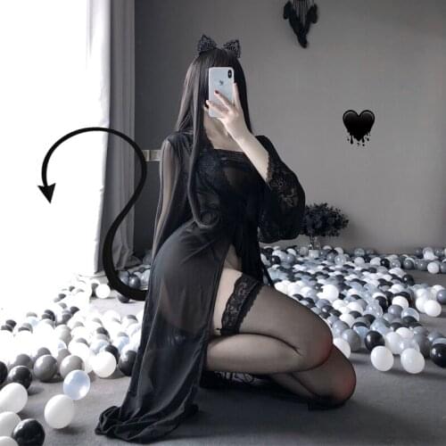 Sexy Lingerie Perspective Temptation Long Skirt Strapless Lace Halter Thin Sexy Uniform Temptation Girl Underwear Set