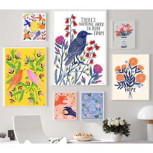 Modern Multicolored Night Follows Bird Wall Art Canvas Painting Picture Poster and Print Gallery Living Room Home Decor No Frame