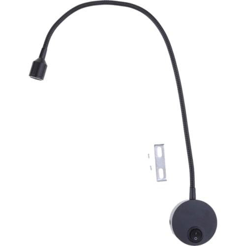 LED Desk Lamp, 1W Flexible Adjustable Bedside Lamp for Caravan Camper Boat Black