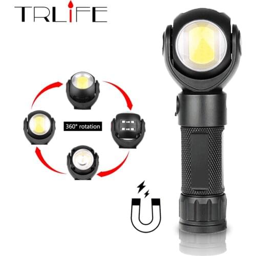 Led Flashlight 360 Degree T6+COB lantern 8000LM Waterproof Magnet Mini Lighting LED Torch Outdoor use 18650 or 26650 battery