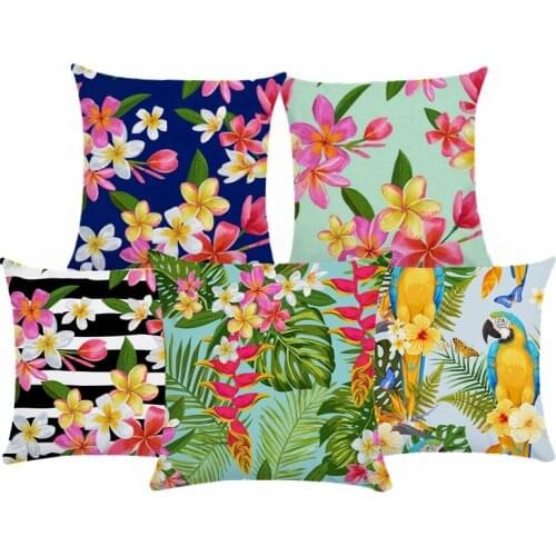 Tropical Plants Decorative Pillowcases Flamingo Short Plush Pillow Case Flowers Pillow Cover Kussensloop Almohada