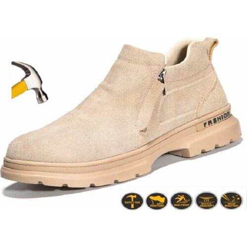 Outdoor Work Safety Shoes Breathable Protection Comfortable Steel Toe Cap Anti-piercing Industrial Boots Retro Designer Shoes