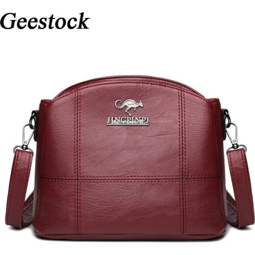Geestock Vintage Women' s Bags Fashion Leather Small Sholder Bag Designer for Female Phone Pocket Simple Crossbody Messenger Bag