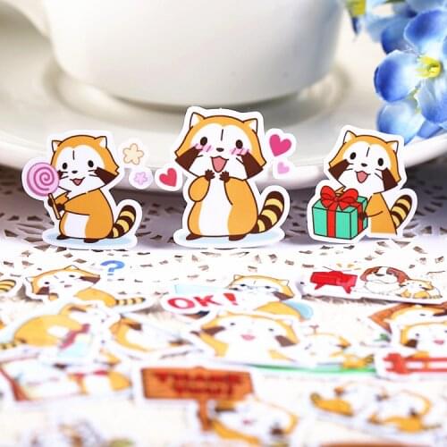 Waterproof Cute Cartoon Small Raccoon Animal Stationery Scrapbooking Stickers Pack Photo Albums for Kids Children Gift Decals