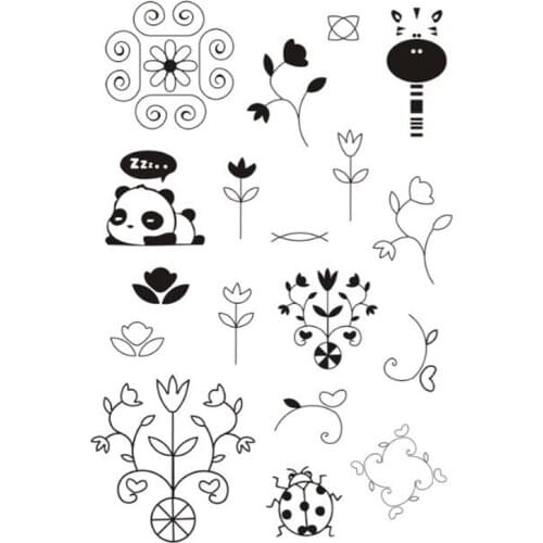 Eno Greeting clear stamp panda stamp decorative flower stamps