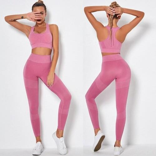 Workout Clothes for Women 2 Piece Set Yoga Set Sexy Gym Clothing High Waist Running Leggings and Sports Bra Seamless Tracksuit
