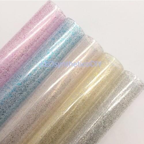 1PC 21X29CM TPU Leather, See Through, Transparent TPU with Glitter For Making Bows LEOsyntheticoDIY T345