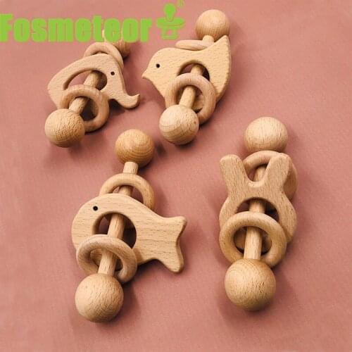 Fosmeteor 1 Piece Beech Rattle And Animal Baby Toy Baby Rattle Bed Baby Small Animal Baby Light Rattle Toy Suitable For Gifts