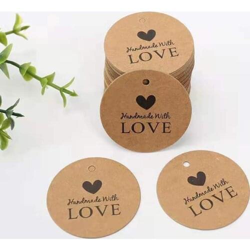 1000 Pcs Kraft Paper Label Handmade Paper Hanging Commodity Price Tag Diy Candy/Biscuits/Gift Packaging Display Cards Wholesales