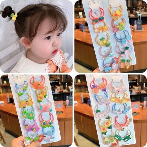 15/20 Pcs/Bag Children Cute Acrylic Cartoon Flower Fruit Elastic Hair Bands Girls Baby Lovely Hairpins Kids Hair Accessories