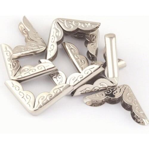20mm Silver Jewelry Corner Protection Vintage Pattern Style Box Corner Corners Decorative Wood Corner Book Corner clip 20pcs