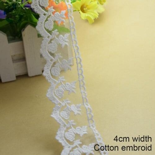 5yards 4cm Cotton embroid lace sewing ribbon guipure lace african lace fabric trim warp knitting DIY Garment Accessories#2665