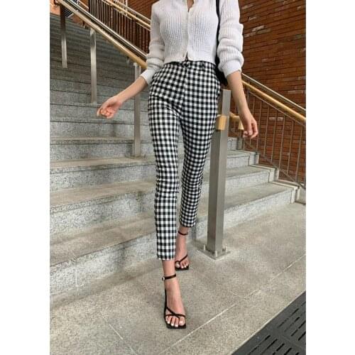 Asapgot Women's Plaid Trousers