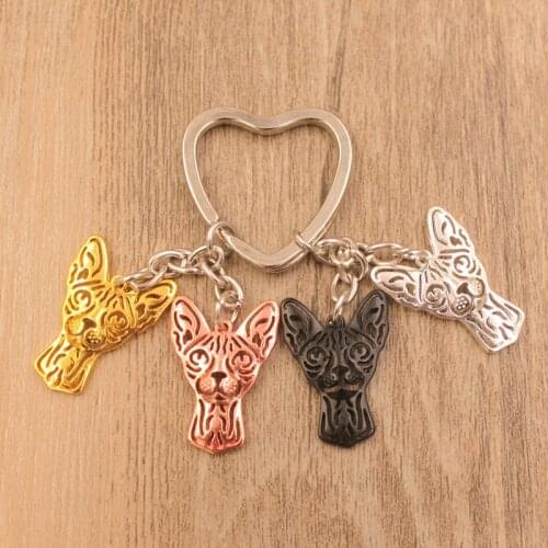 Sphynx Cat Animal Gold Silver Plated Keychain Gift For Bag Car Women Men Male Female Girls Boys Love Jewelry Christmas