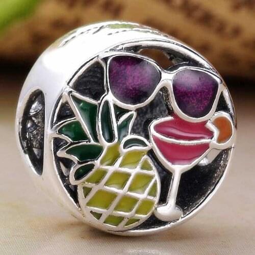 Original multicolour Enamel Summer Fun With Crystal Beads Fit 925 Sterling Silver Bead Charm Bracelet Bangle DIY Jewelry