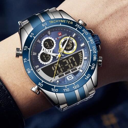 New NAVIFORCE Men Watch Top Luxury Brand Mens Sports Quartz Watches Chronograph Stainless-Steel Male Clock Relogio Masculino