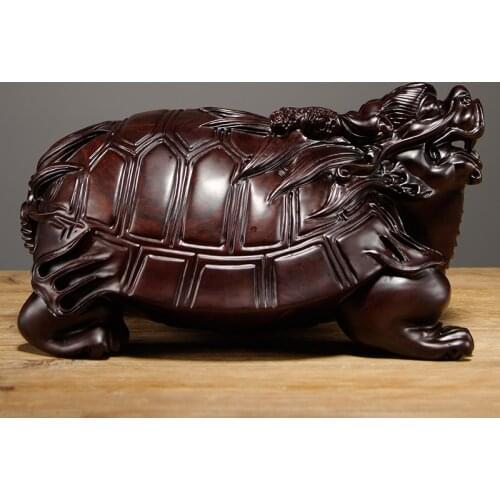 BLACK SANDALWOOD CARVED DRAGON TURTLE PENDULUM PIECE REAL WOOD RUI ANIMAL LIVING ROOM TV CABINET DECORATED WITH RED WOOD CRAFTS