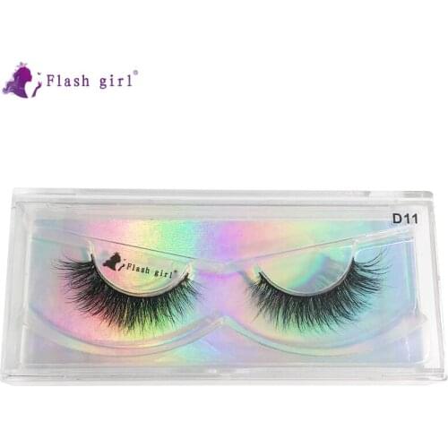 Flash Girl Wholesale Newest Style D11 High Volume 3D Real Mink Eyelashes 100% Handmade Cruelty Free Eye Lashes Makeup Tools