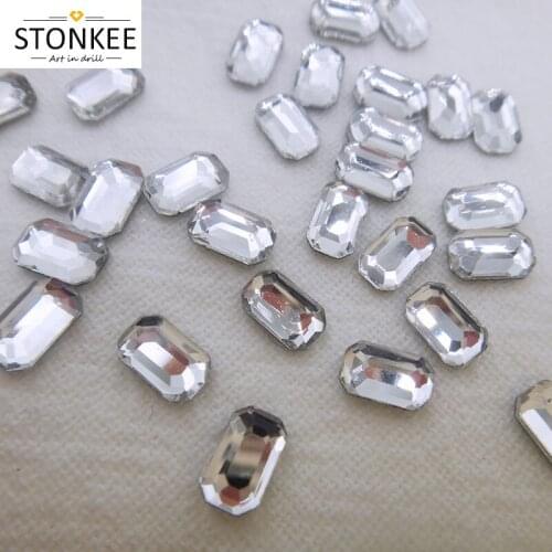 Hot fix stone Rectangle Octagon shaped Rhinestone crystal&AB color SK2610
