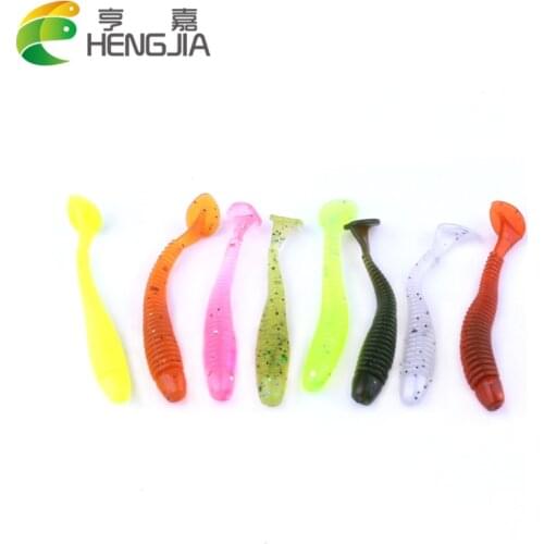 HENGJIA 10pc 4.5cm New hot sale Lure spiral T fish soft baits artificial baits blackfish culter Striped bass fishing gear tool