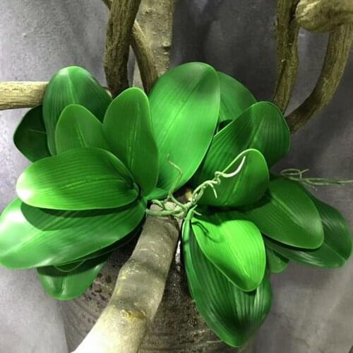 Artificial phalaenopsis leaf plant plastic flowers orchid leaves with root floral arrangement home hotel photo decor