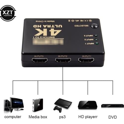 HDMI Switcher Switch 3 Port 4K*2K 1080P Selector 3x1 Splitter Box Ultra HD for PC DVD HDTV Xbox PS3 PS4 Multimedia DVI Adaper