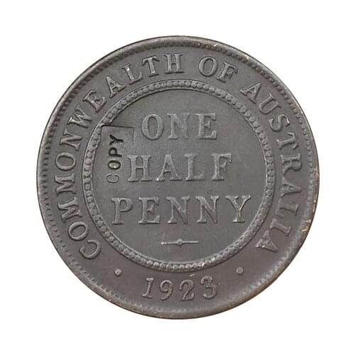 REPLICA Double face 1923 Australia One Half Penny Coin Copy 100% coper