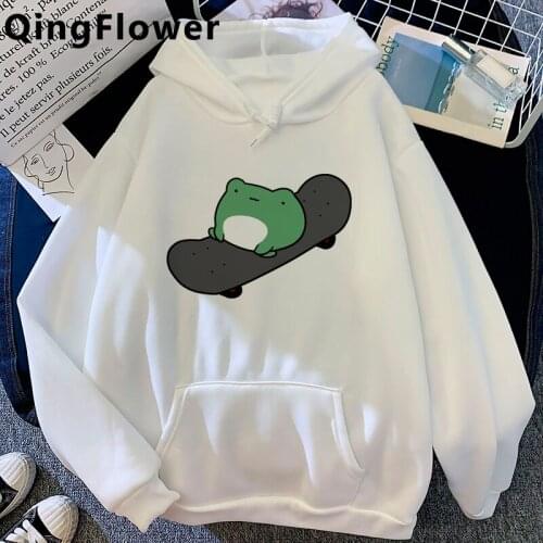 Kawaii Frog hoodies female y2k aesthetic hip hop Korea female hoody graphic Oversized
