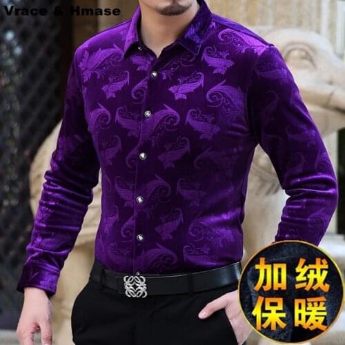Soft and skin-friendly velvet high-end boutique long-sleeved shirt 2018 Autumn&Winter business casual quality men shirt S-XXXL