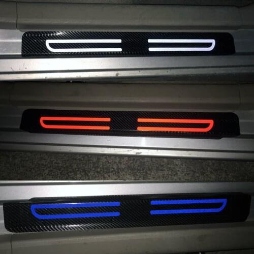 Car Door Sill Scuff Plate Pedal Cover Trim Carbon Fiber Stickers For Volkswagen Polo Santana Lavida Passat CC Tiguan Jetta GOLF