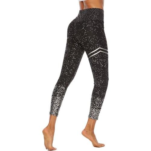 New popular hot stamping yoga pants fashion high waist elastic fitness hip enhance slim pants