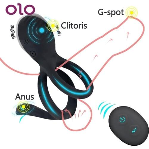 OLO Vibrating Penis Cock Ring 7 Speed Long Lasting Sex Toy for Men Delay Ejaculation Erection Lock Ring Wireless Remote Control
