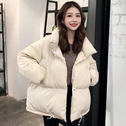 Autumn And Winter Jacket Women Clothes Loose Padded Down Cotton Coat Female Warm Thick Black Winter Parkas Outerwear XXL Q4758