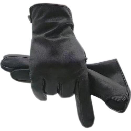 Winter mens wrist fashion sheepskin gloves black leather new warm driving gloves goatskin light board mens sheepskin 2021-0010