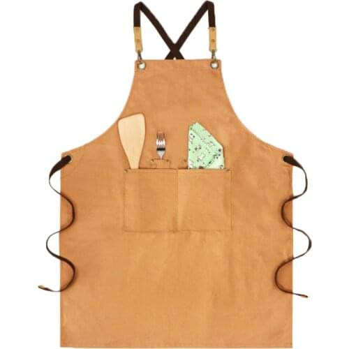 Durable Goods Canvas Apron Adjustable Straps Women And Men Bar Shop Kitchen Cooking Baking Bib Apron