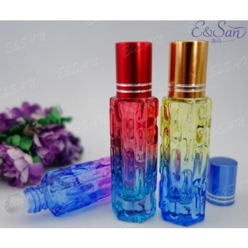 PSZL09-10ML New Bright Bitter Melon Roll On Bottle Aluminum Cover Glass Cosmetics Perfume Bottle 100PCS/LOT