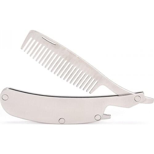 Hair Comb New Mens Dedicated Stainless Steel Folding Comb Set Mini Pocket Comb Beard Care Tool Convenient And Use Hair Brush