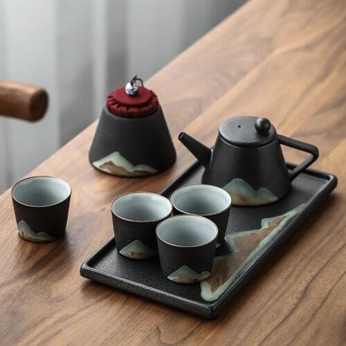 Ceramic Teapot Set Household Kung Fu Tea Set Tea Cup Office Dry Pour Set Japanese Style Ceramic Tea Set Chinese Teaware