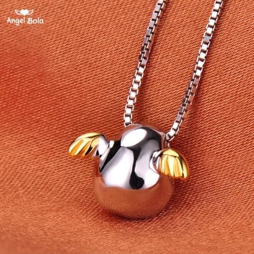 Silver color Angel Egg Necklaces & Pendants for Women Cute Girl Prevent Allergy Sterling-silver Jewelry
