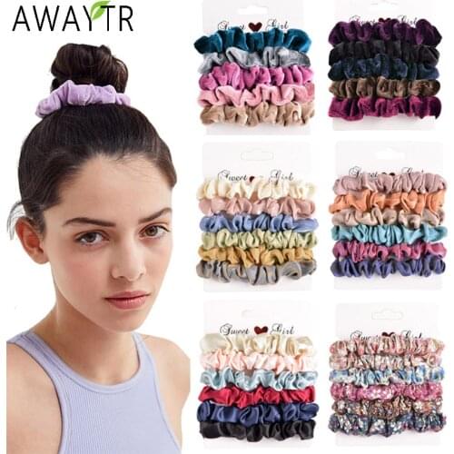AWAYTR Scrunchies Hairband Hair Tie Women for Hair Accessories Satin Scrunchies Stretch Ponytail Holders Handmade Gift Heandband