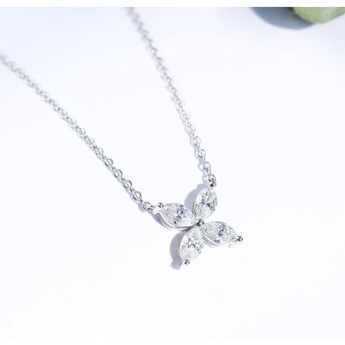 S925 Sterling Silver Four-leaf Clover Clavicle Necklace Ladies Luxury AAA Zircon Clavicle Chain Wedding Jewelry Accessories