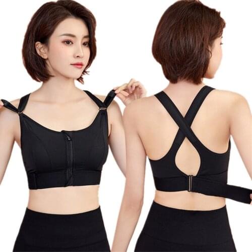 Women Zipper Bra Crop Top Fitness Sportswear Female Sport Top Bras for Gym Athletic Running Breathable Push Up Lingerie