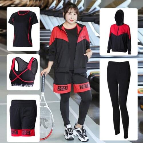 Plus Size Women Running Set Compression Yoga Sports Suits Gym Fitness Trainning Suits Running Jogging Tights Clothes Sportswear