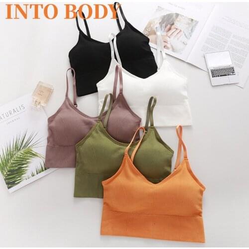 INTOBODY Womens Sexy Tank Top Crop Top Seamless Underwear Crop Top Womens Top Womens Underwear Sleeveless Cotton Pad Camisole