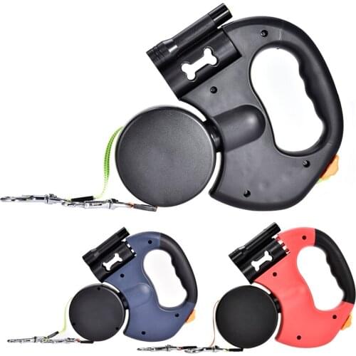 Pet Supplies Pet Retractable Double-Headed Tow Rope One To Two LED Lights And Retractable Dog Collar For Cat Manure Dispenser