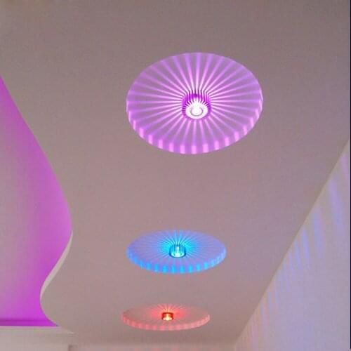 1-4Packs Wall Lamp Home Lighting 3W RGB LED Ceiling Light RGB LED Ceiling Downlight 16 Colors Changing Panel Ceiling Lamp D30